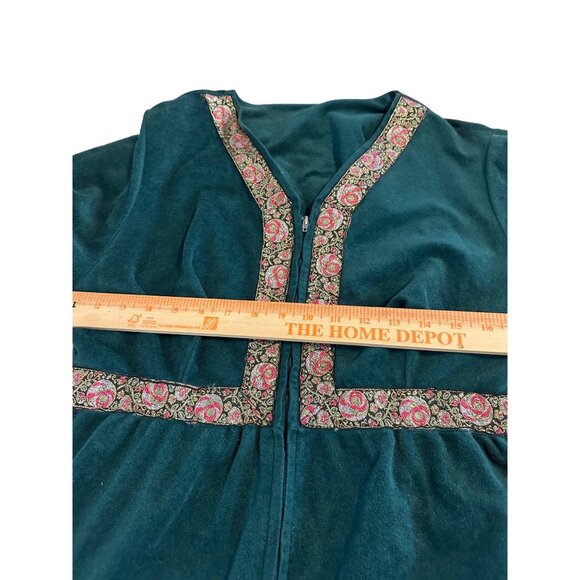 Vtg Danielle Green Velvet Jumper Wide Leg Zip Closure women’s M-L 70 style Read - Picture 6 of 16